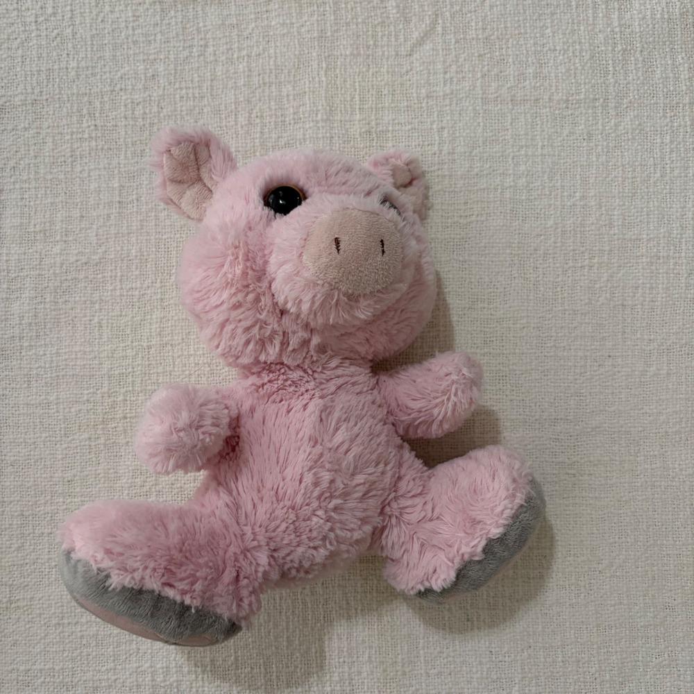 Aurora World Pink Pig Plush Stuffed Animal Shaggy Fur Large Eyes Curly Tail